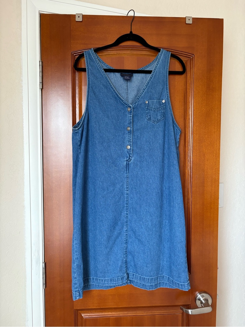 Sleeveless Blue Denim Button-Front Dress